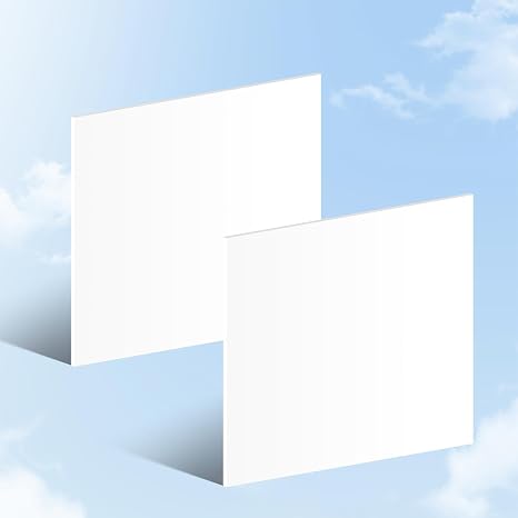 HDPE Block Plastic Sheet High Density Polyethylene Rectangular Solid Tapping Block High Density Sheet for DIY Projects (1/8 x 12 x 12, 2 Pcs) White