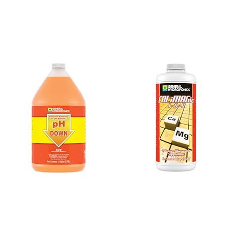 General Hydroponics pH Down Liquid Premium Buffering, 1-Gal, Orange & CALiMAGic 1-0-0, Concentrated Blend Spray, Secondary Nutrient Deficiencies Helps Prevent Blossom End Rot & Tip Burn, 1-Quart