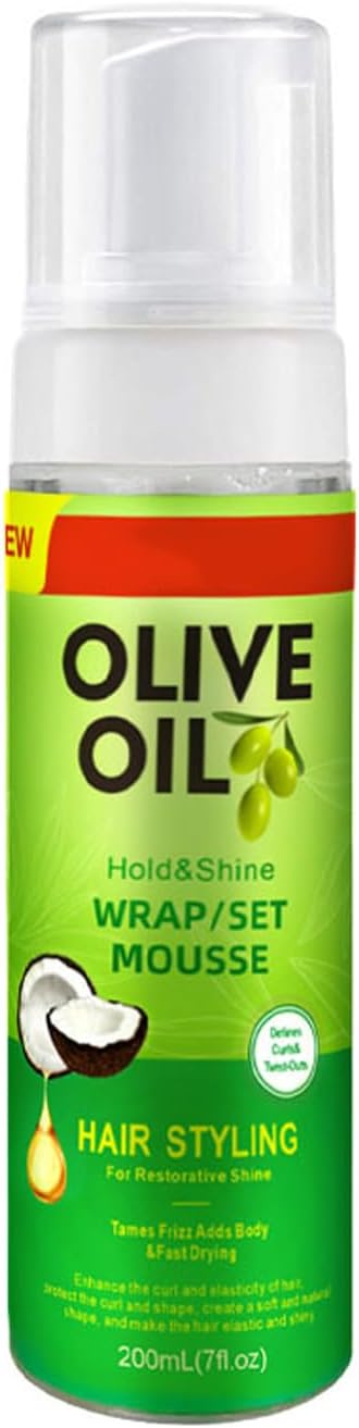 Olive Oil Styling Mousse,Natural Moisturizing Hair Mousse,Hair Styling Non-Greasy Hair Cream,Multi-Purpose Hair Fluffy And Curling Tool for Hydration Nourishing,200ML