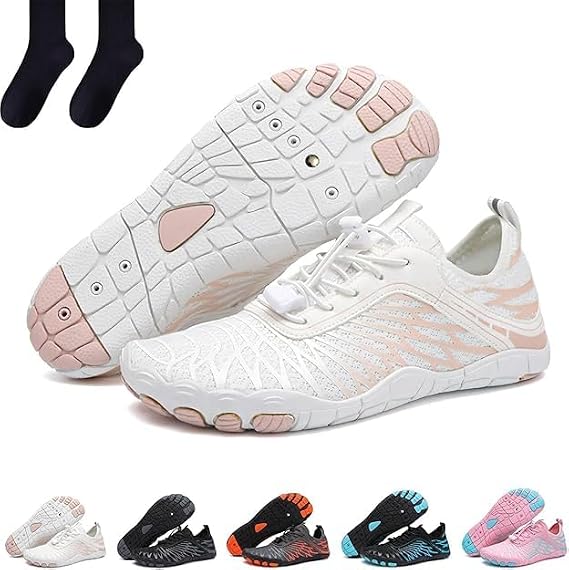 Grounded Footwear Barefoot Shoes, Comfortable Lightweight Non-Slip Hiking Shoes (White, 9 Women/7 Men)