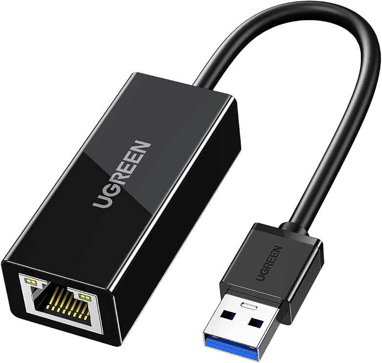 Ugreen USB 3.0 to RJ45 Gigabit Ethernet Dönüştürücü Adaptör Siyah | Dizüstü Bilgisayar, Anahtar, MacBook Pro, Air, Mac OS, Windows, Linux, Chrome OS için Ağ Adaptörü, Siyah