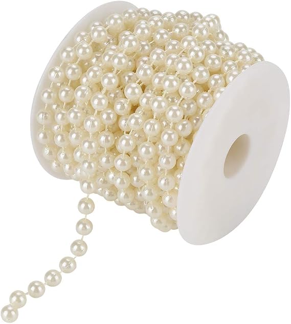 Watris Veiyi 10 m 8 mm Pearl Necklace Decoration Pearl Garland Wedding Bead Cord Decorative Bead Ribbon for DIY Creative Crafts (1)
