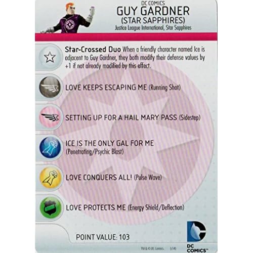 HeroClix DC War of Light #030a Guy Gardner Star Sapphire Figure Complete with Character Card