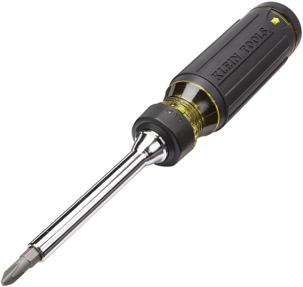Klein Tools 32305 çok uçlu cırcırlı tornavida, 15i 1 arada alet, yıldız, düz, dört köşeli, Torx ve kombi uçlar ve 14 inç lokma anahtar