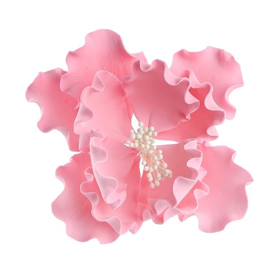 O'Creme 5 Inch Pink Peony Gumpaste Flower, Set of 3 - Edible Flowers for Cake Decorating - Sugar Paste Flower Decorations for Cakes, Cupcake Toppers - Birthday Party, Wedding, Valentines Day