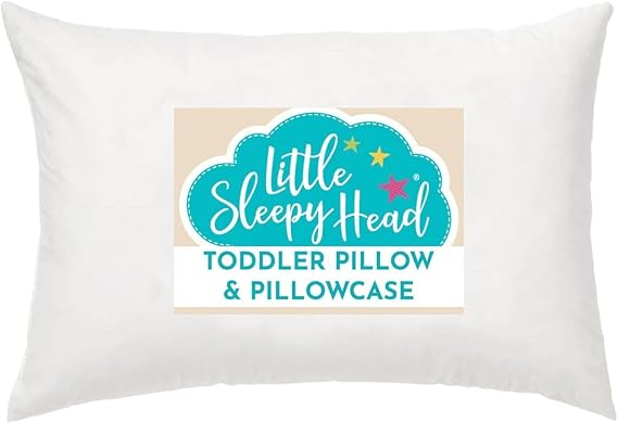 Toddler Bed Pillow with Cotton Pillow Case 13x18 Kids Pillows for Sleeping, School, Travel & Daycare Hypoallergenic Toddler Pillow 2 Year Old to 5 with Envelope Pillowcase (White)