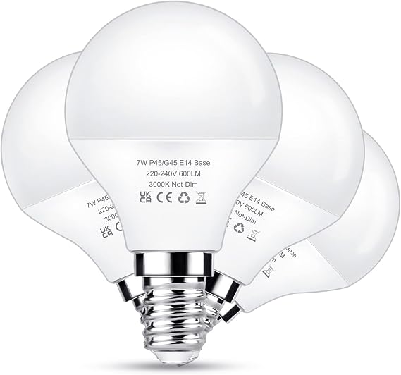 E14 LED Light Bulb 60W Equivalent, 7W Small Edison Screw Warm White, 4Pack