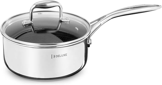 Deluxe 2QT Hybrid Ceramic Nonstick Saucepan with Lid for Home Daily Cooking