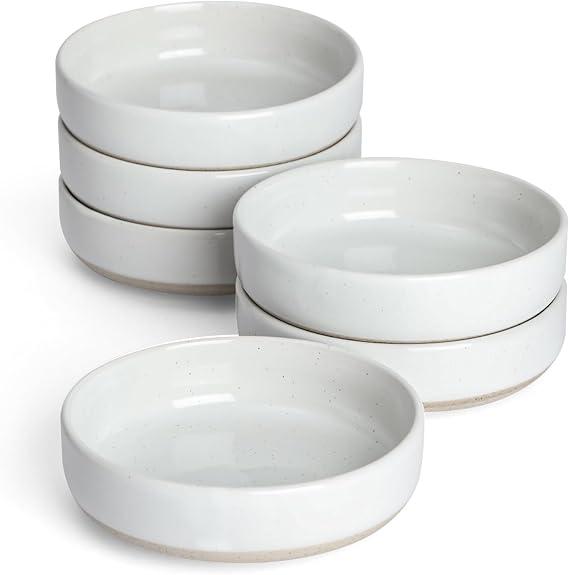 famiware Ceramic Soy Sauce Dish, 4oz Dipping Bowls Set of 6, White