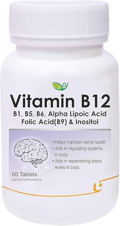 Vitamin B12 with B1, B5, B6, B9(Folic Acid), Alpha Lipoic Acid ALA & Inositol Supplements, Energy Management, Antioxidant - 60 Tablet
