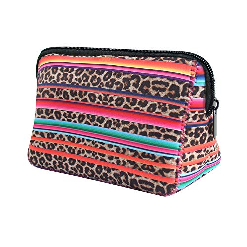Vlike Leopard Rainbow Makeup bag Waterproof Soft Neoprene Travel bag Zippered Storage Pouch Printing Toiletry bag Organizer