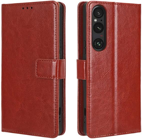 Wallet Case for Sony Xperia 1 V/Xperia 10 V, Shockproof Case Magnetic Close Protective Case,Brown,Xperia 1 V