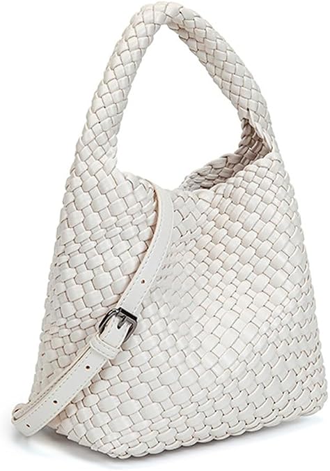 Woven Leather Bags for Women Knoted Women Handbag Designer Shoulder Bucket Purse Handmade Fashion Tote Hobo Bag Small