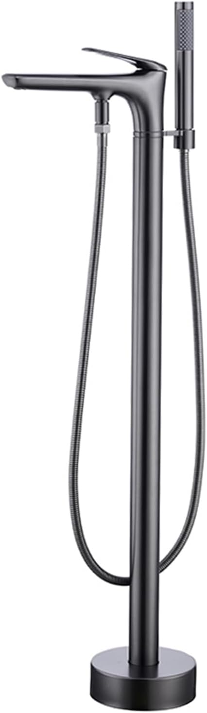 Bath Tap Bathroom Shower Filler Mixer Bathtub Tap Free Standing Grey Floor Mounted Brass with Hand Shower Freestanding Bath Shower Grey (Gray),Gray