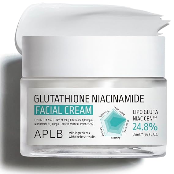 APLB Glutathione Niacinamide Facial Cream | LIPO GLUTA NIAC CENTM 24.8% 1.86 FL.OZ/Korean Skincare, Deep hydration, Niacinamide, Improve skin elasticity, Improve skin texture