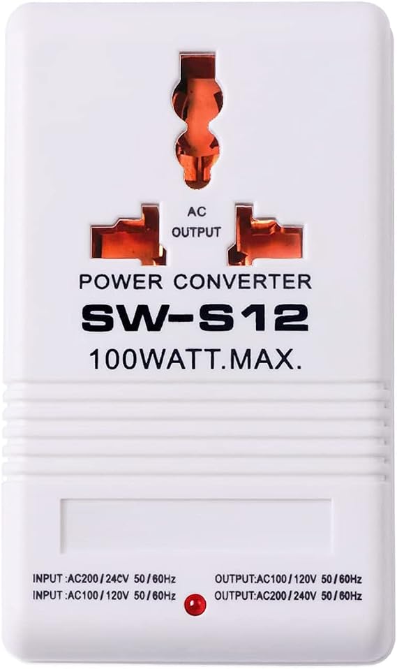 110V to 220V Step-Up & 220V to 110V Down Power Voltage Converter Transformer for Travel (100W), White
