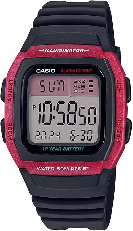 Casio Men's Classic Quartz Resin Strap, Black, 24.5 Casual Watch Model: W-96H-4AVCF