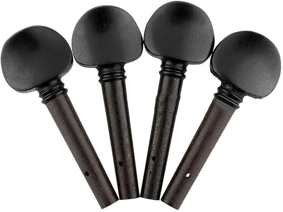 DAZZLEEX Black Wooden Violin Tuning Pegs for 4/4 3/4 1/2 1/4 1/8 Size Acoustic Violins, 4-Piece Set with Precise Pitch Adjustment(1/8)
