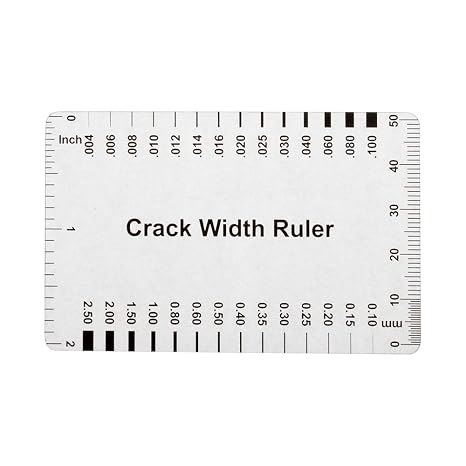 (10PCS) Muka Plastic Concrete Crack Width Ruler | Premium PVC, credit card size, dual ranges 0.004-0.100in 0.1-7.0mm, Transparen, for concrete and masonry crack inspection