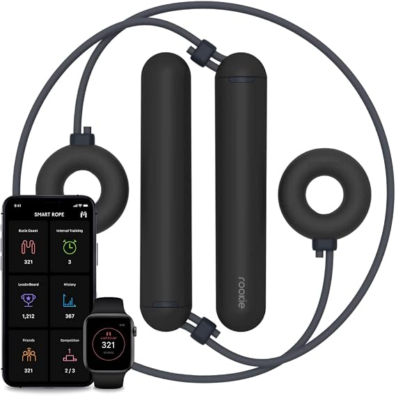 Tangram Smart Rope Rookie Donut - Cordless Fitness Jump Rope, App-Connected, Adjustable Length, Replaceable Battery, Track Jumps and Calories, Portable Workout Rope for Home and Gym