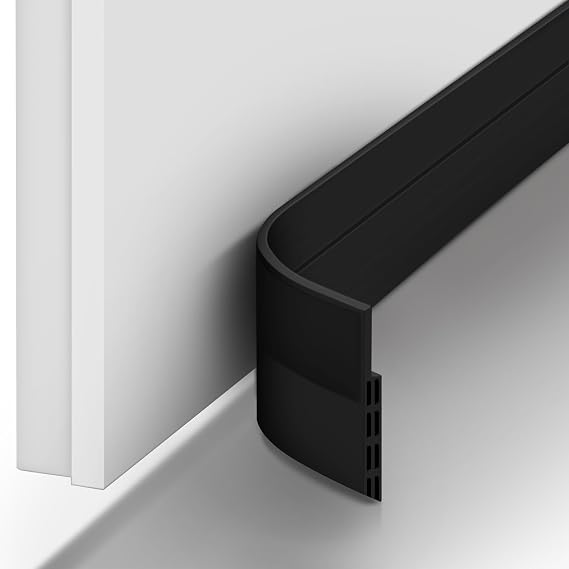 Ohuhu 118" Silicone Door Draft Stopper, 1" Wide Adhesive Weather Stripping | self-adhesive, for garage doors, cut-to-fit, 3-layer soundproof, blocks drafts, noise, dust, bugs, energy saving