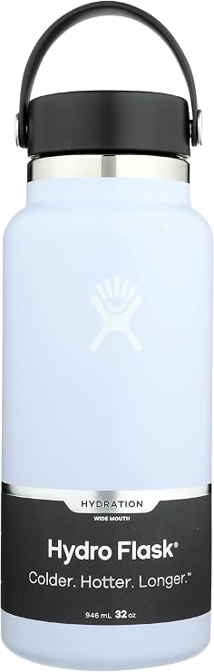 Hydro Flask 32 oz. Water Bottle - Stainless Steel, Reusable, Vacuum Insulated- Wide Mouth with Leak Proof Flex Cap