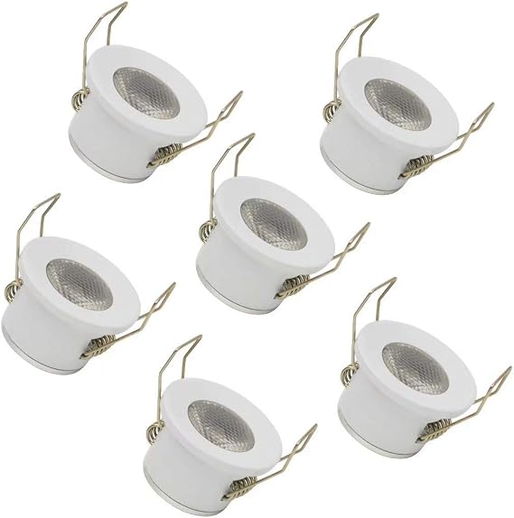 Recessed Spotlight 1W WarmWhite Mini LED Ceiling Downlights 3000K-3500K DC12V/24V Cabinet Lamp with LED Driver 6 Pack Soft White