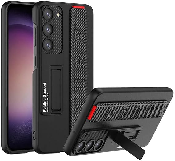 Spia Samsung Galaxy S24 Plus ile Uyumlu Kılıf Siyah Karbon Bora Standlı Kapak (Samsung Galaxy S24 Plus ile Uyumlu, Siyah Karbon)
