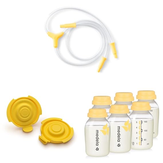 Medela Breast Pumping Accessories Bundle with Replacement Tubing, Membranes and Bottles