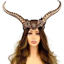 ] Steampunk Style Luxury Metallic Ram Goat Horn Devil Headband Halloween Costume Masquerade Cosplay Prom Ball Party For Adult