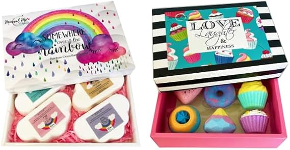 Rainbow Bath Bombs for Kids- Natural and Organic Bubble Bath Bombs w/Moisturizing Shea Butter, Bath Bombs for Girls - 6 Aromatherapy Bathbombs with Natural and Organic Ingredients, Skin Moisturizing