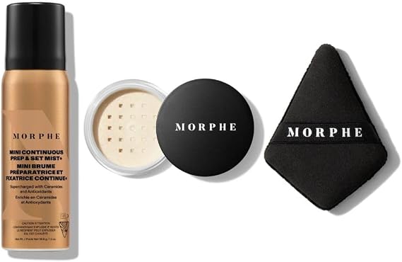 Morphe Set - Continous Prep And Set Mist 36.8g + Transiucent Setting Powder 2.6g + Highlight And Co