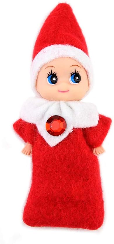 WULEEUPER Tiny Baby Elf Doll | Christmas Miniature Elf Doll | Baby Elves Dolls Toys | Xmas Decoration Gift (Red Girl)