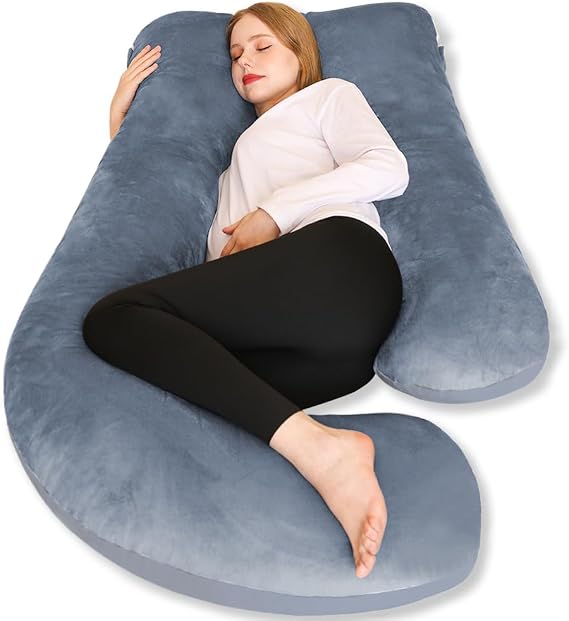 Chilling Home Pregnancy Pillow, 55 inches Maternity Pillow for Pregnant Women, Comfortable J Shaped Full Body Pillow Pregnancy Pillows for Sleeping, with Washable Cover (Grey) | Comfortable Full Body Support Pillow Pregnancy Pillows for Sleeping, with Washable and Removable Cover (Grey)