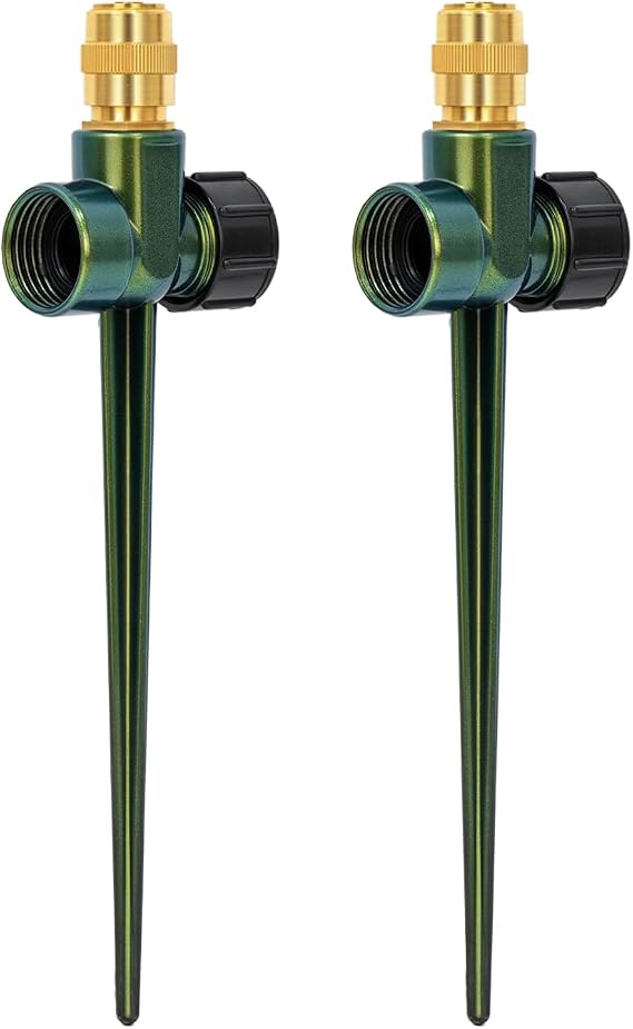RESTMO 2 Pack Heavy-Duty Full-Metal Lawn Sprinklers for Yard