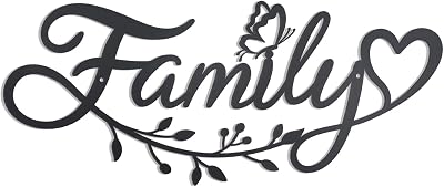 OYEFLY Metal Family Sign Wall Art Decor,Black Metal Family Wall Decor style1 14.5in