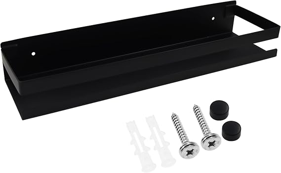 Bathroom Shower Shelf,304 Stainless Steel Shower Caddy Racks,Bathroom Kitchen Storage Floating Shelves, 1PCS Rustproof Metal Wall Mounted Shower Corner Rectangular Shelf Black, 40cm/15.75in