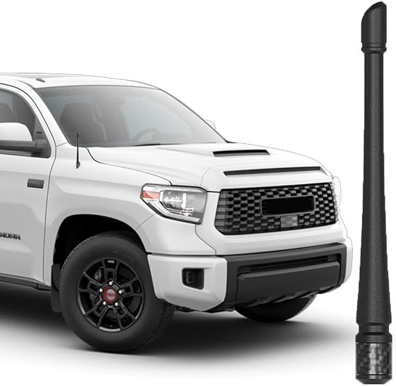 7 inches Antenna Compatible with Toyota Tundra 2000-2022 | Flexible Rubber Antenna Replacement | Internal Copper Coil for Optimized FM/AM Reception | Black Carbon Fiber