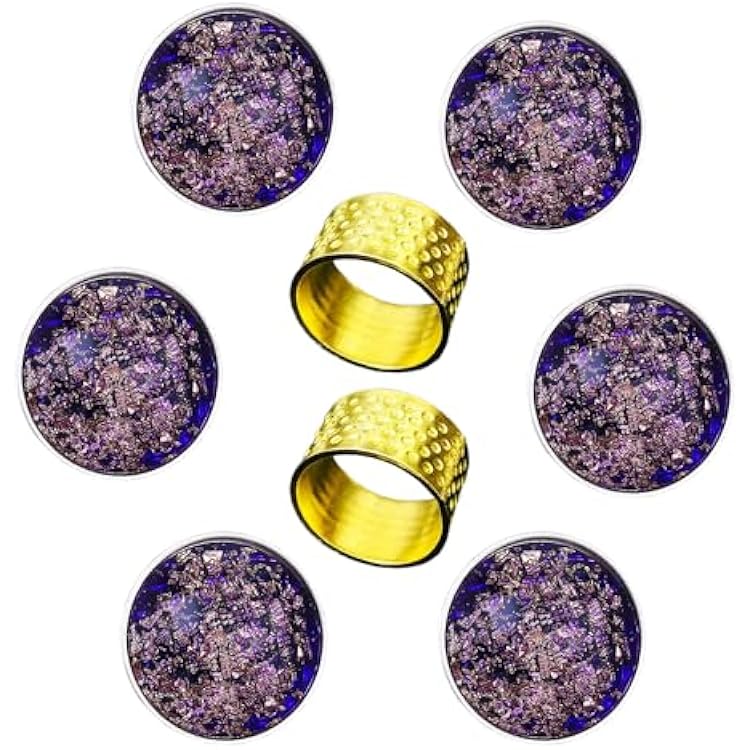 6 Pack Glass Buttons Crystal Buttons Button Art Novelty and Fashion It is A Beautiful Decoration for Coats, Suits and Dresses Free 2 Hand Guard Rings Purple