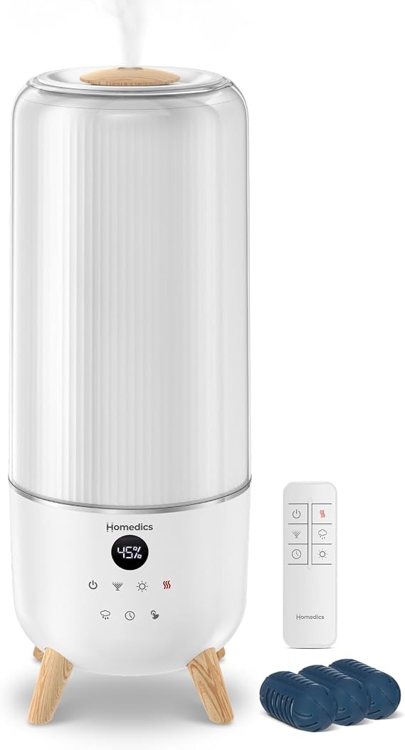 Homedics Warm and Cool Mist Ultrasonic Humidifier, Top Fill 2-Gallon Tank