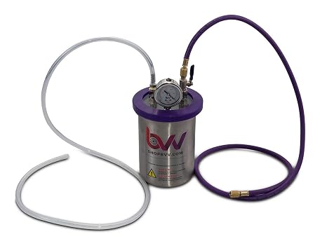 2-Quart Resin Trap and Vacuum Chamber with Patent-Pending Gasket - High-Strength 304 Stainless Steel Degassing Chamber with Glycerin-Filled Gauge & 5-Foot Vacuum Hose - Made in USA