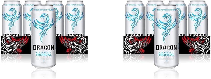 Dragon Energy - Sugar Free Tropical Energy Drink, High Caffeine Content, Taurine and BVITS, Vegetarian, Gluten Free, Proudly British, 100% Recyclable 12 x 500 ml Cans Pack of 2