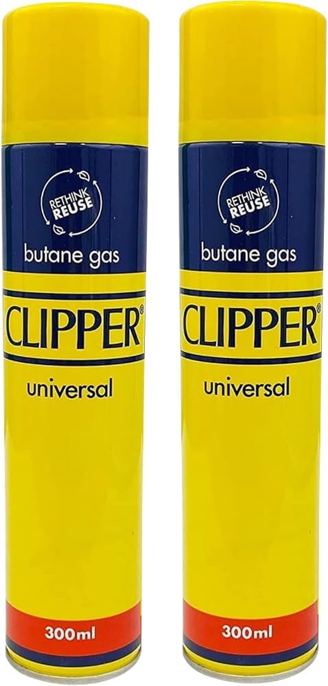 2 x Clipper Gas Refill Universal Fuel Canisters for Refillable Lighters Jet Torch BBQ Candle Camping Kitchen Lighters