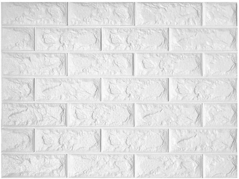 UKAB DEKOR Kendinden Yapışkanlı Beyaz Esnek Köpük Tuğla Desen Duvar Paneli 50x50 cm (0,25 m²) Beyaz 50 x 50