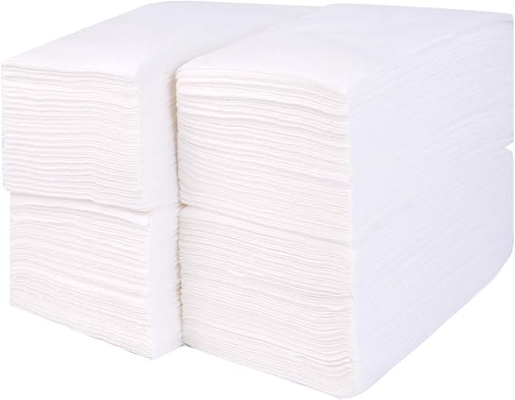 Gmark Linen-Feel Guest Towels Premium Cloth-Like Paper Hand Napkins, Disposable White Guest Towel 50PCSROW, Total 200PCS for Kitchen, Bathroom, Weddings or Events GM1059