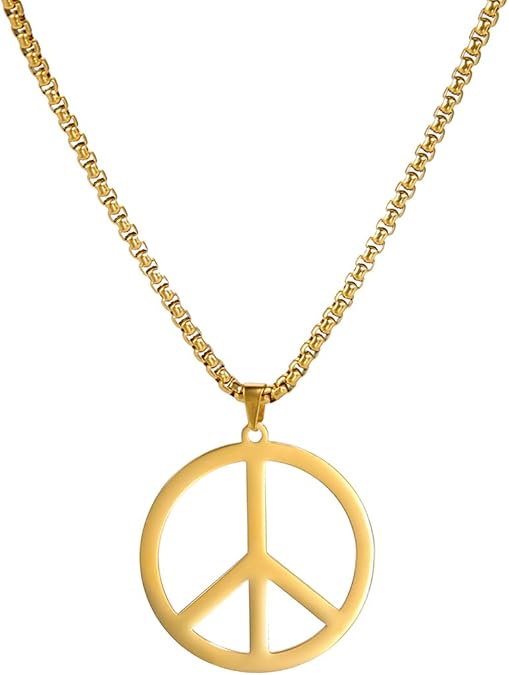 UNIFT Peace Necklace for Men Women Stainless Steel Hippie Style Peace Sign Necklace 1960s 1970s Peace Symbol Jewelry Hippie Party Accessories
