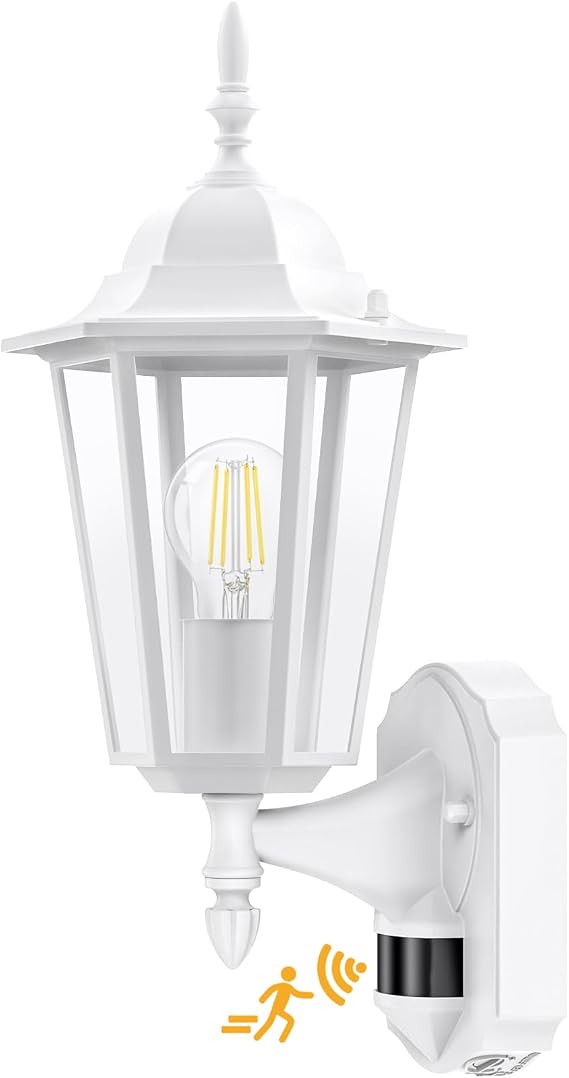 Lamomo Motion Sensor Outdoor Lights, Upgrade Dusk to Dawn White Outdoor Light Fixtures Wall Mounted, 100% Anti-Rust Aluminum Waterproof Porch Lights for Patio Front Door Garage