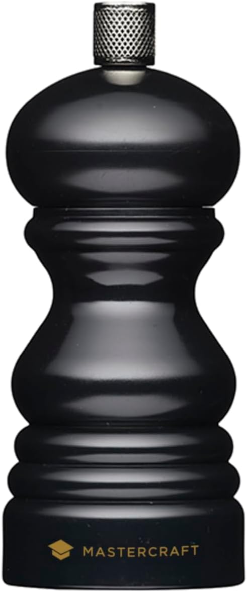 MasterClass Pepper Mill or Salt Grinder with Interchangeable Cap, Plastic, Black, 12 cm