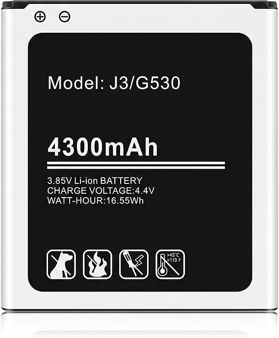 LCLEBM [4300mAh] Galaxy J3 Battery, (2026 New Upgraded) EB-BG530CBU Li-ion Replacement Battery for Samsung Galaxy J3 Prime, On5, Grand Prime G530, Galaxy J5, EB-BG530BBE, EB-BG530BBC, EB-BG530CBZ