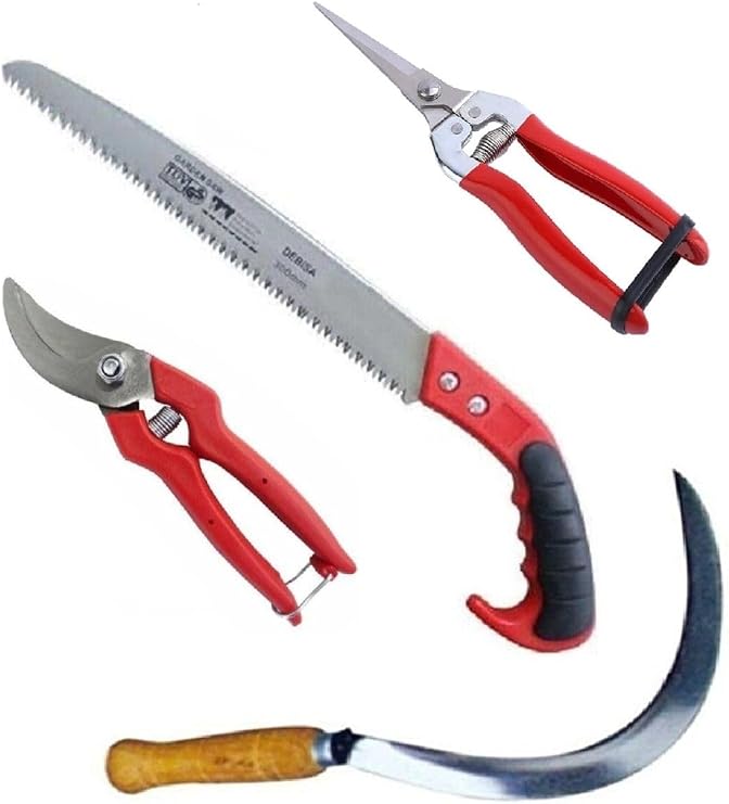 Depolife Bahçe Bağ Budama Makası Ağaç Dal Kesme Testeresi Ot Orak Çalı Tırpanı 4 Lü Bahçe Seti